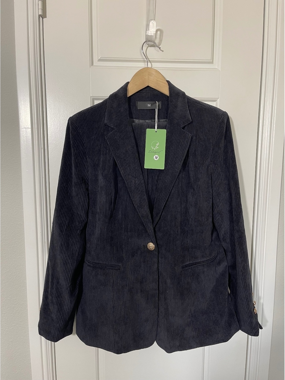 Women’s Pant Suits Size MD Dark Navy Blue Corduroy 2 Pieces W444